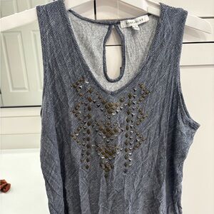 Rose & Olive Gray Tank with Gold Accents
